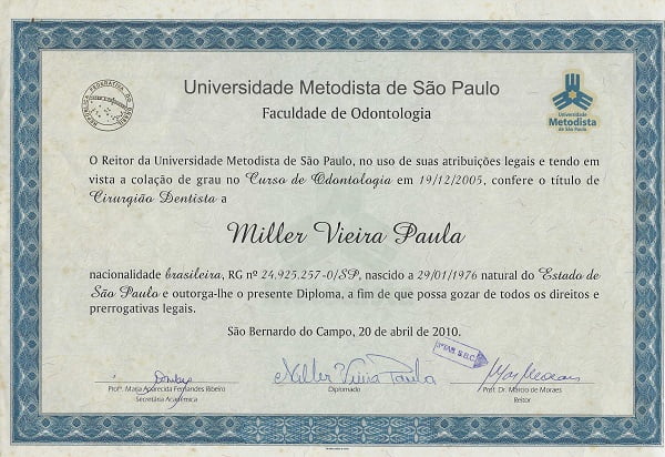 Neo Dental Cancun Certificate for Dr. Miller